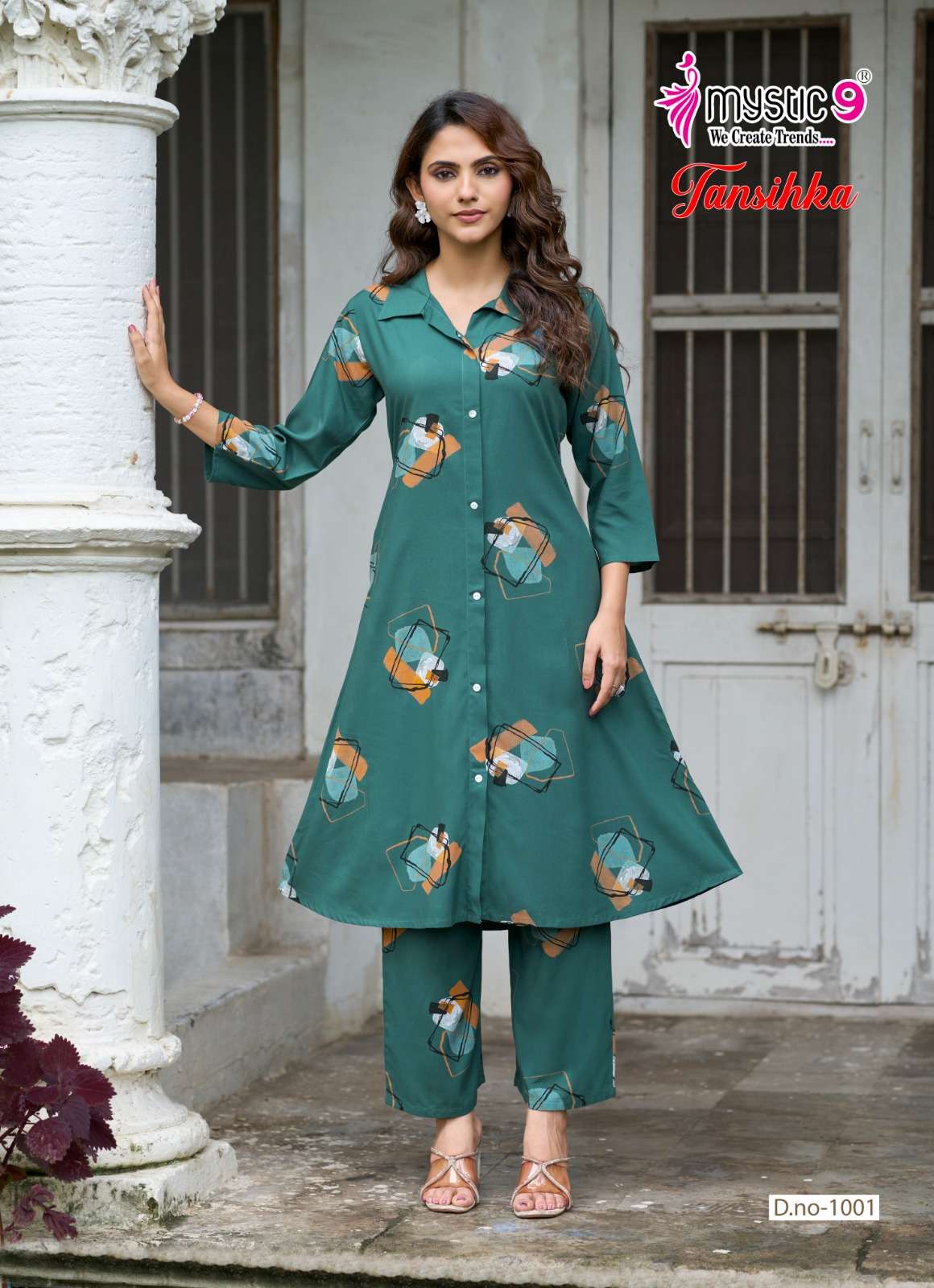 MYSTIC 9 TANISHKA VOL 1 HEAVY VISCOSE PRINT A LINE CUT CORD SET SURAT BRAND WHOLESALER 